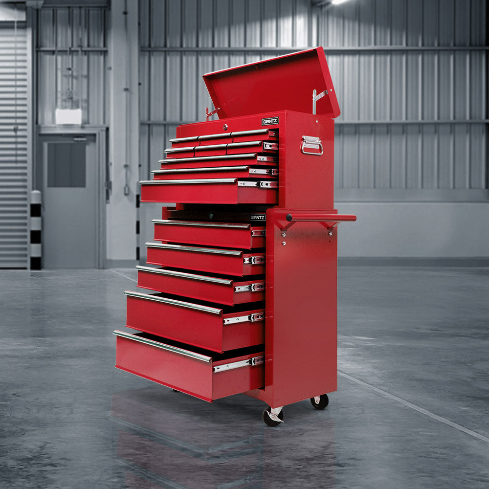 Tool Cabinet Chest Trolley, 14 Drawers Red