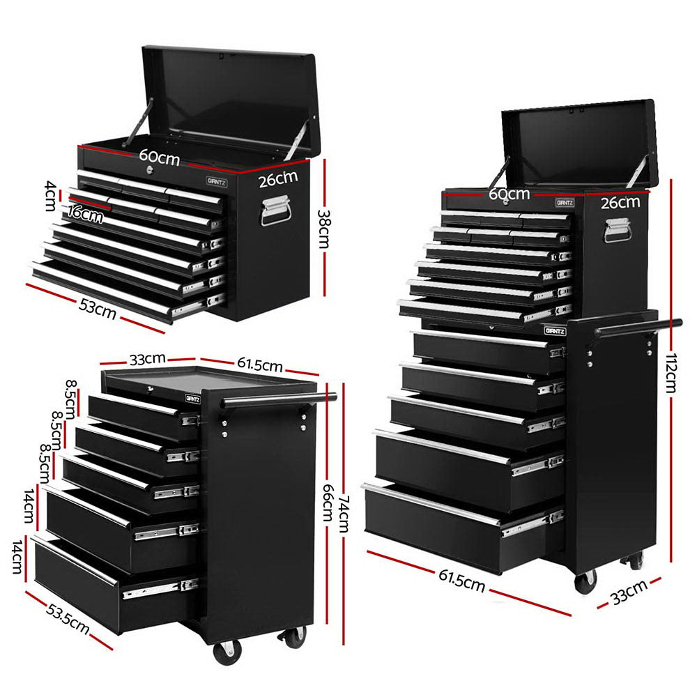 15 Drawer Tool Chest and Trolley Black