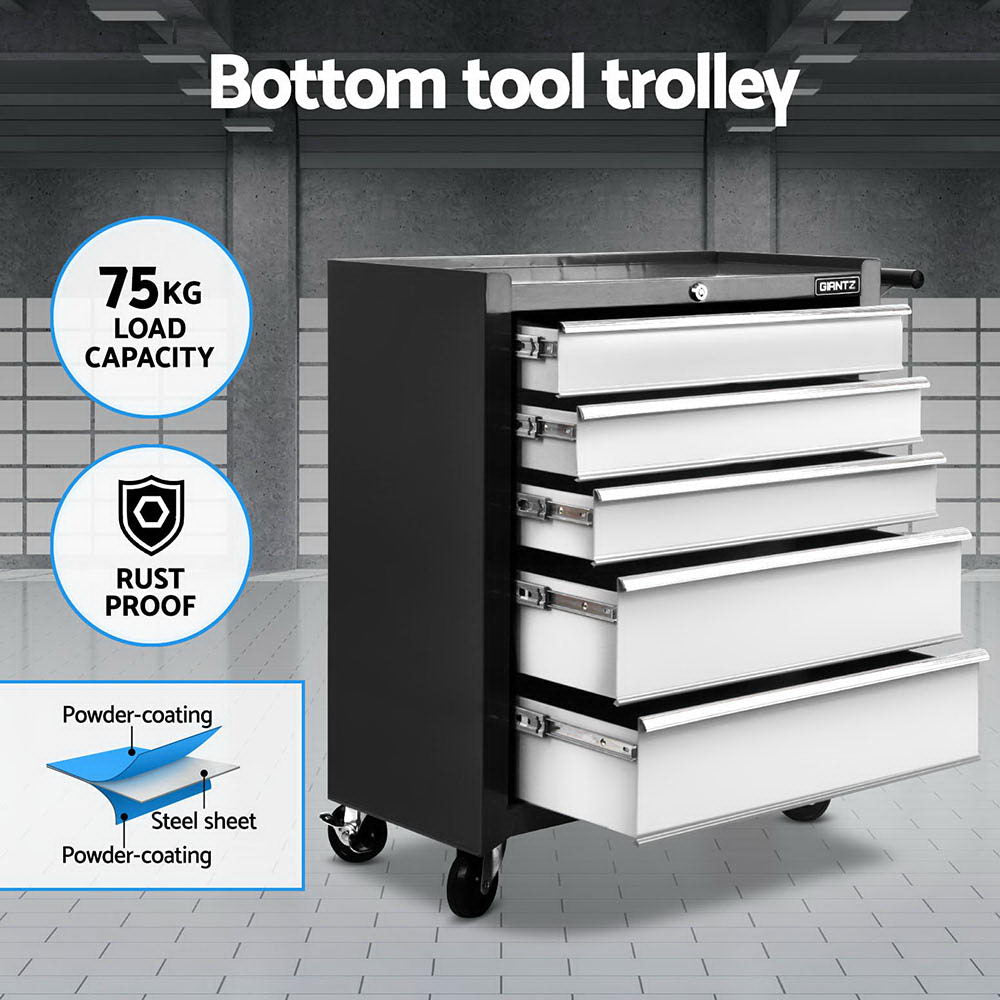 15 Drawer Tool Chest and Trolley Black and Grey