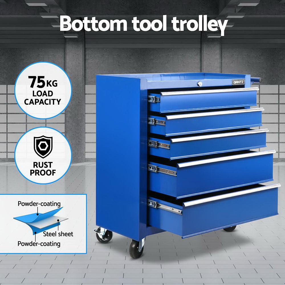 15 drawer 2 in 1 tool chest and trolley in blue