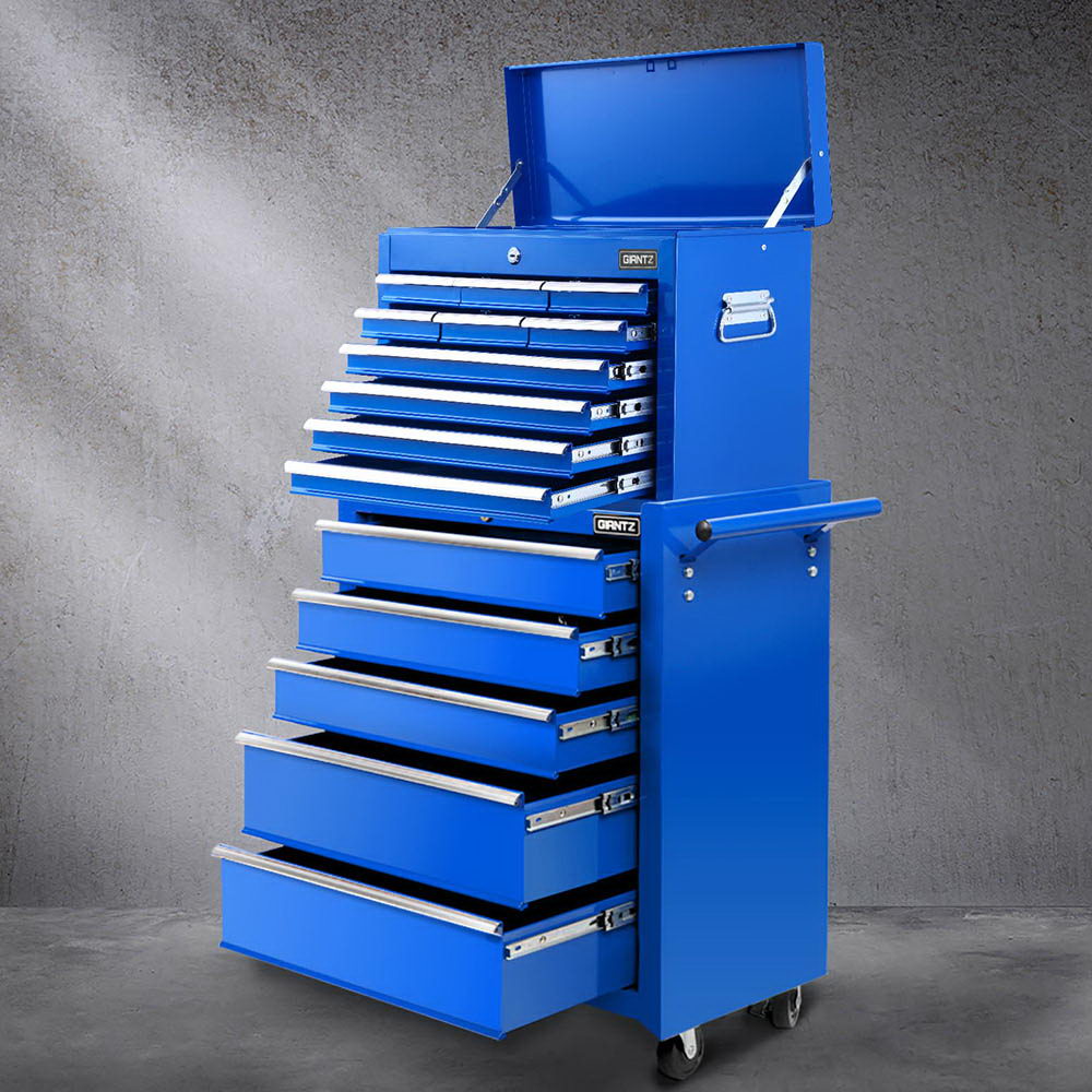 15 drawer 2 in 1 tool chest and trolley in blue