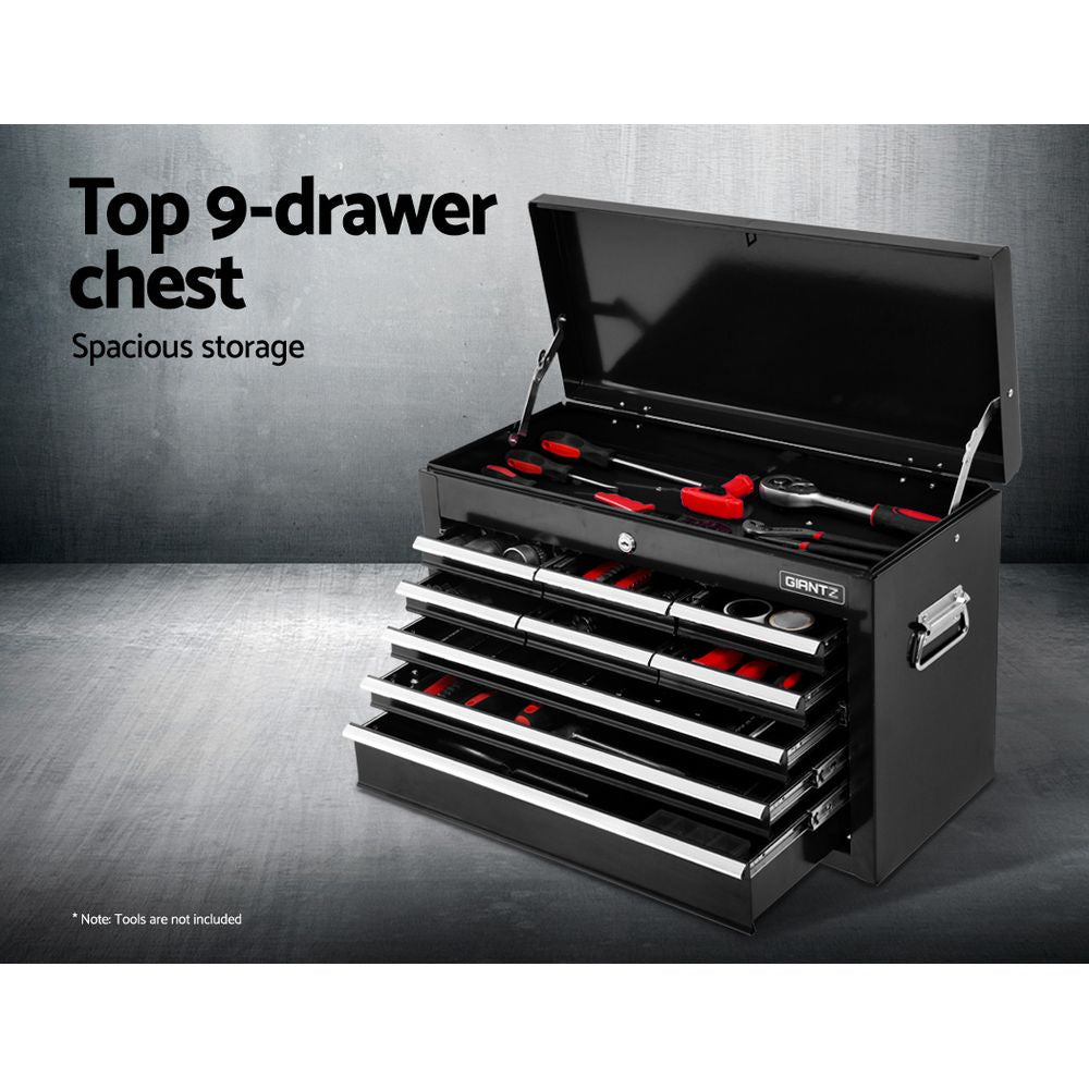 Tool Cabinet Chest Trolley, 16 Drawers Black