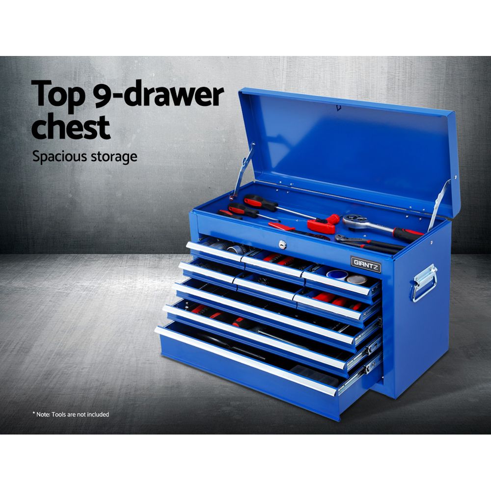 Tool Chest and Trolley Cabinet, 16 Drawers Blue