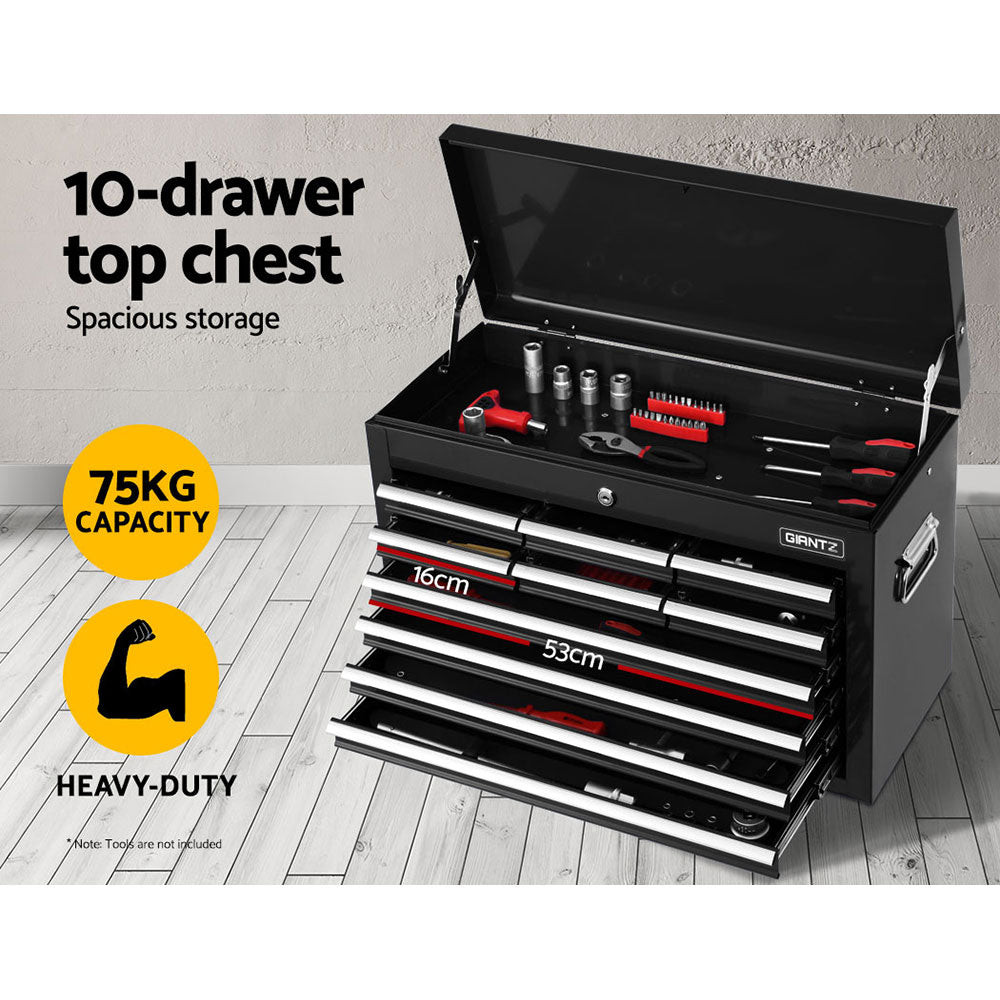 Tool Cabinet Chest Trolley, 17 Drawers Black