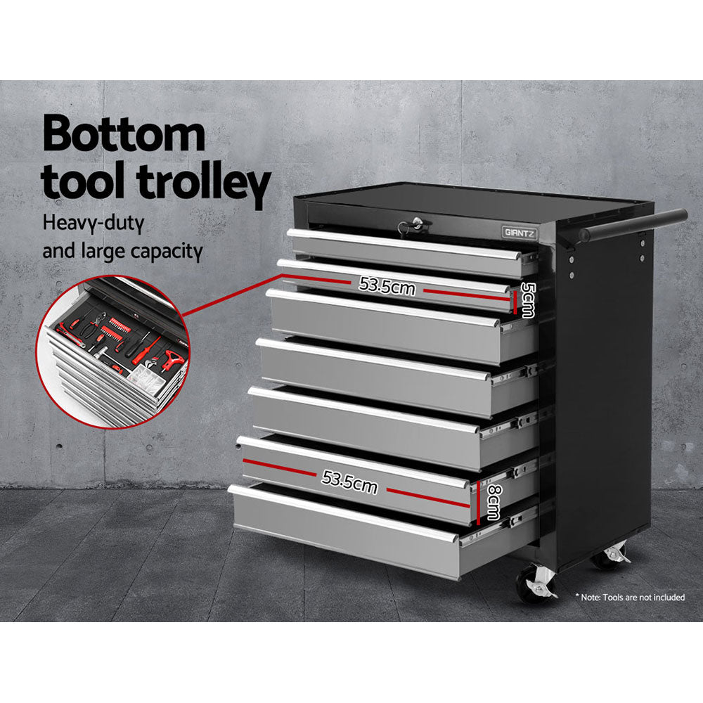 17 Drawer Tool Chest and Trolley Combo Black and Grey