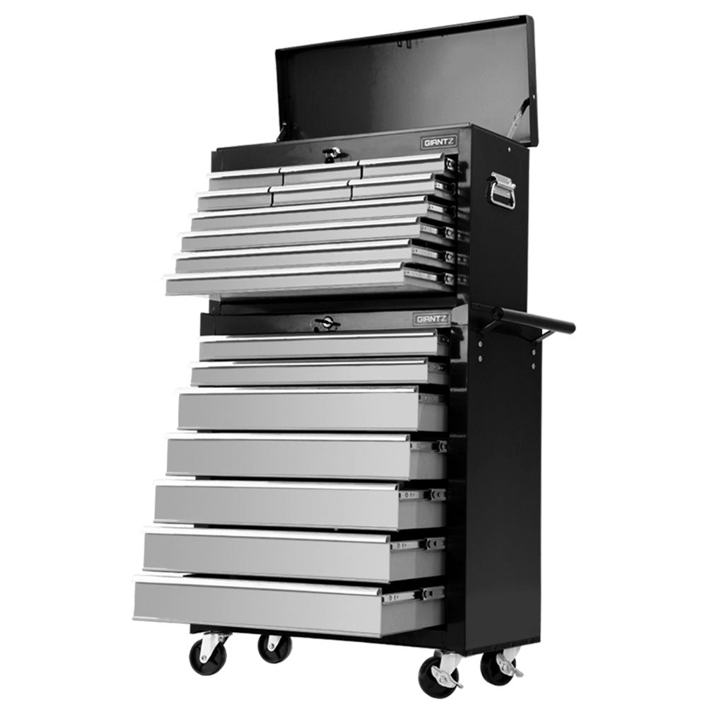 17 Drawer Tool Chest and Trolley Combo Black and Grey