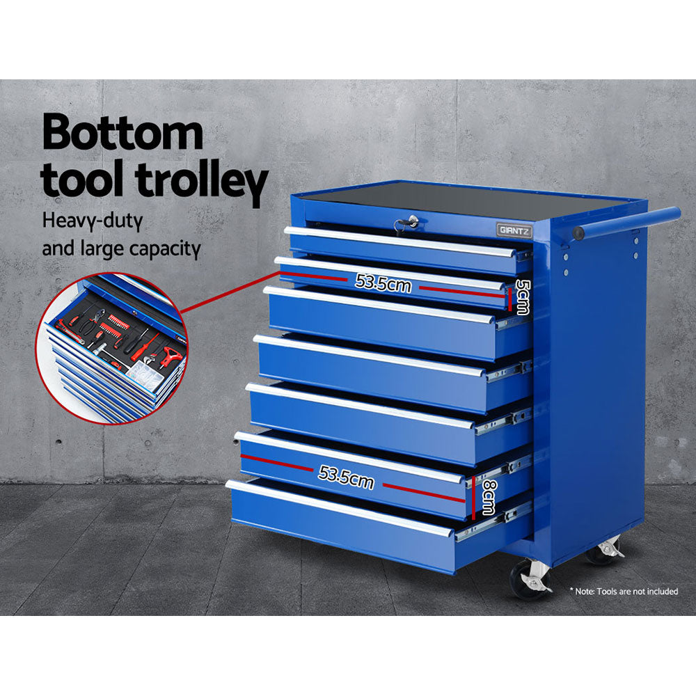 Tool Cabinet Chest Trolley, 17 Drawers Blue