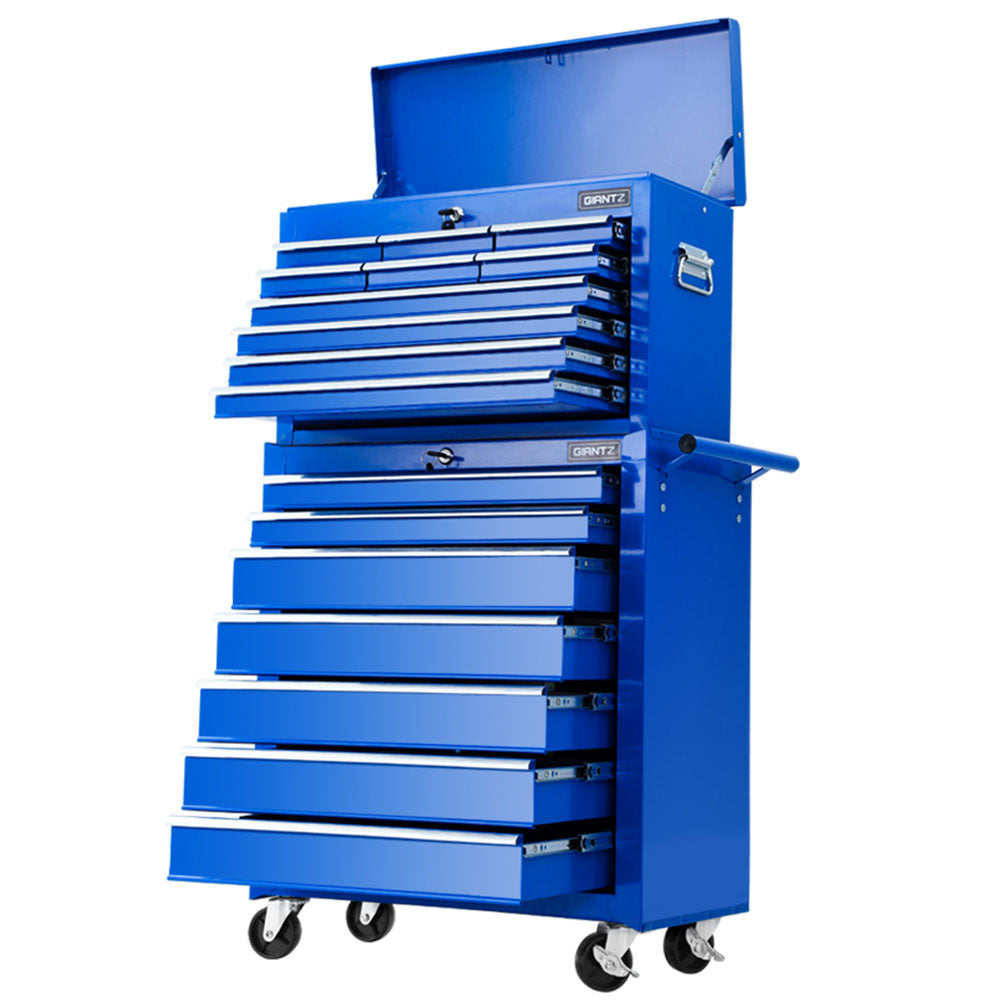 Tool Cabinet Chest Trolley, 17 Drawers Blue