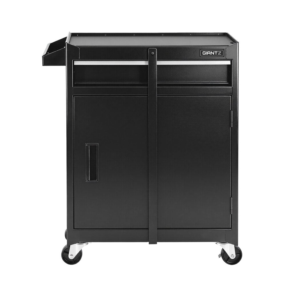 Rolling Tool Cabinet Trolley 1 Drawer with Cabinet Black