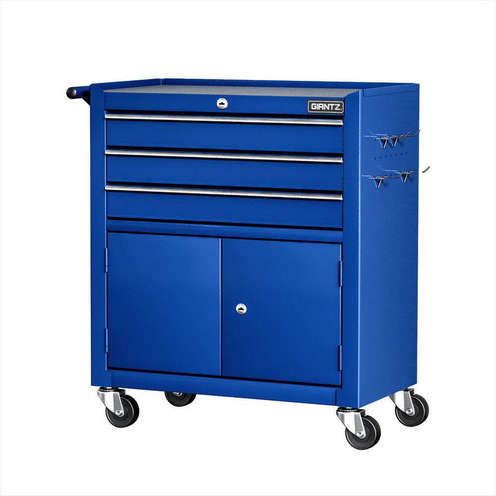 3 Drawer Tool Trolley Cabinet with Door Blue