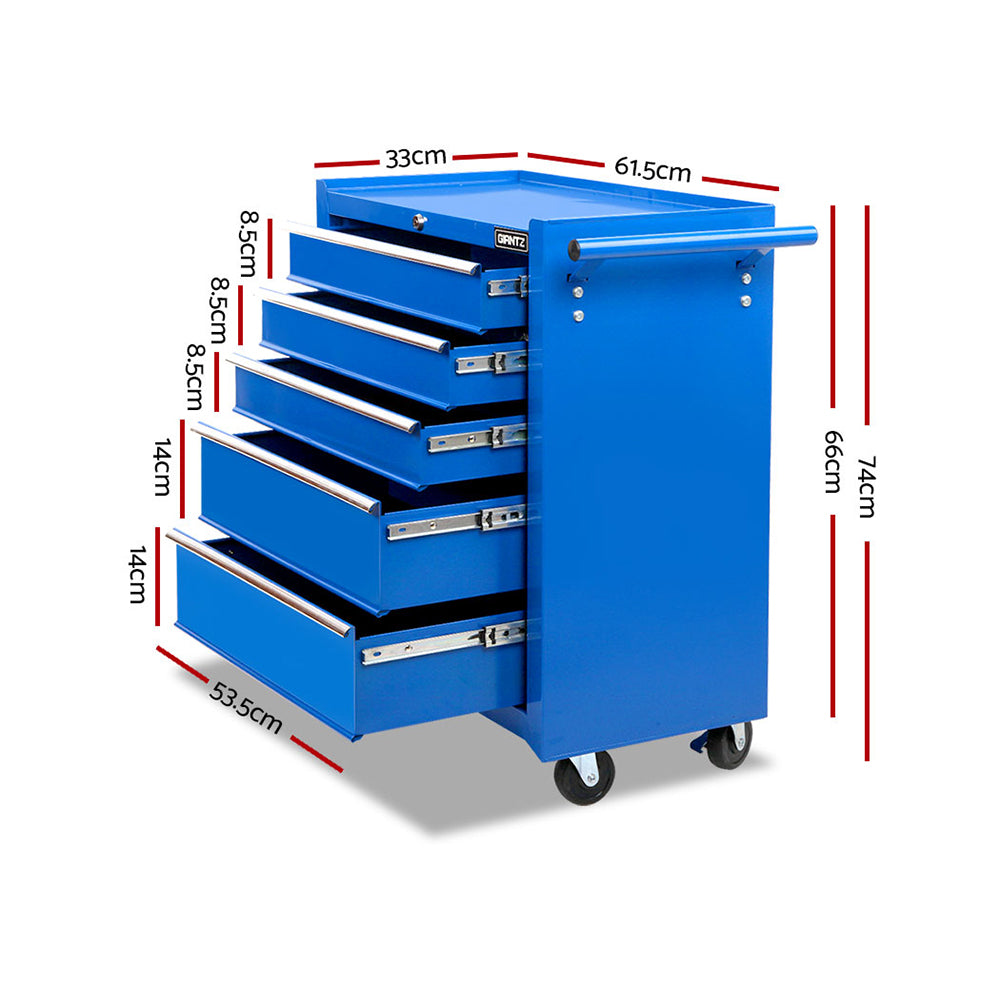 5 Drawer Roller Tool Cabinet Trolley Blue