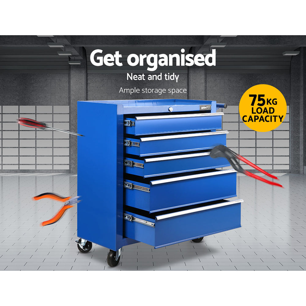 5 Drawer Roller Tool Cabinet Trolley Blue