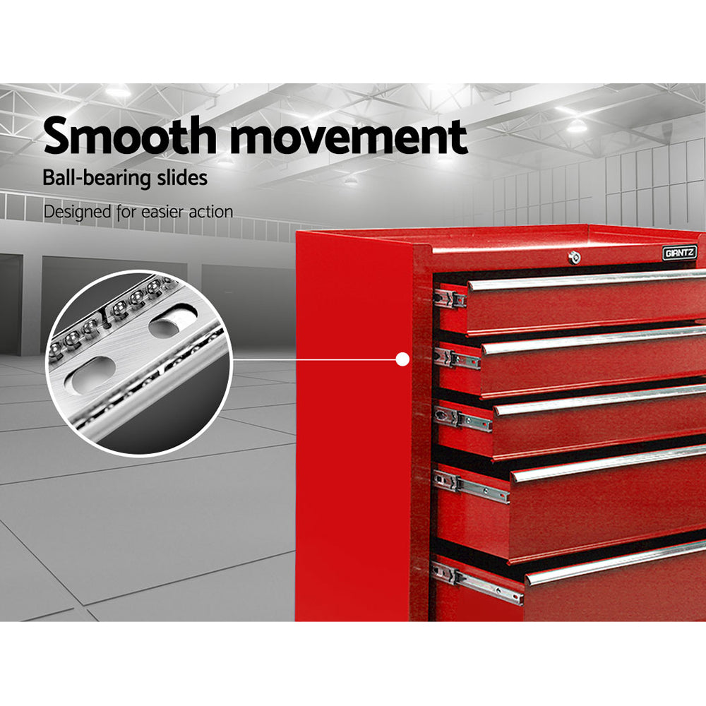 5 Drawer Rolling Tool Cabinet Trolley Red - view 5