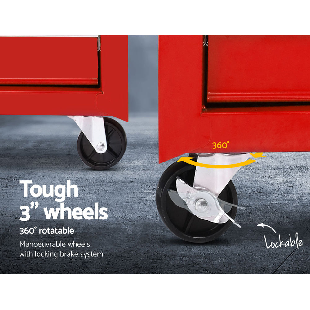 5 Drawer Rolling Tool Cabinet Trolley Red - view 6