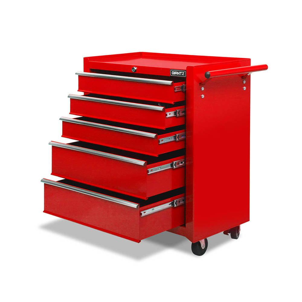 5 Drawer Rolling Tool Cabinet Trolley Red - view 8