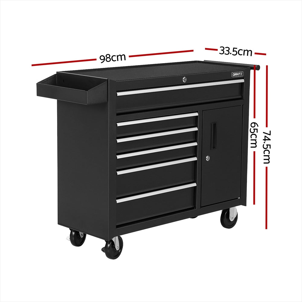 6 Drawer Tool Cabinet with Wheels Black