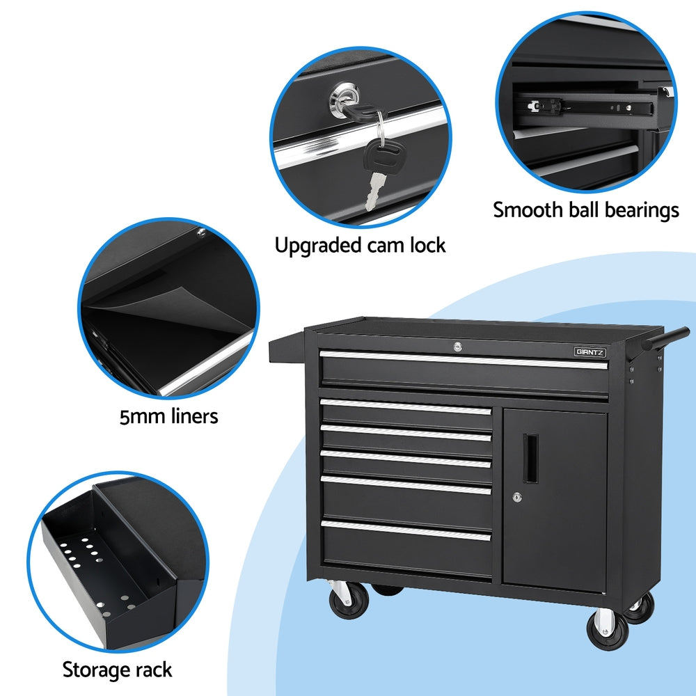 6 Drawer Tool Cabinet with Wheels Black