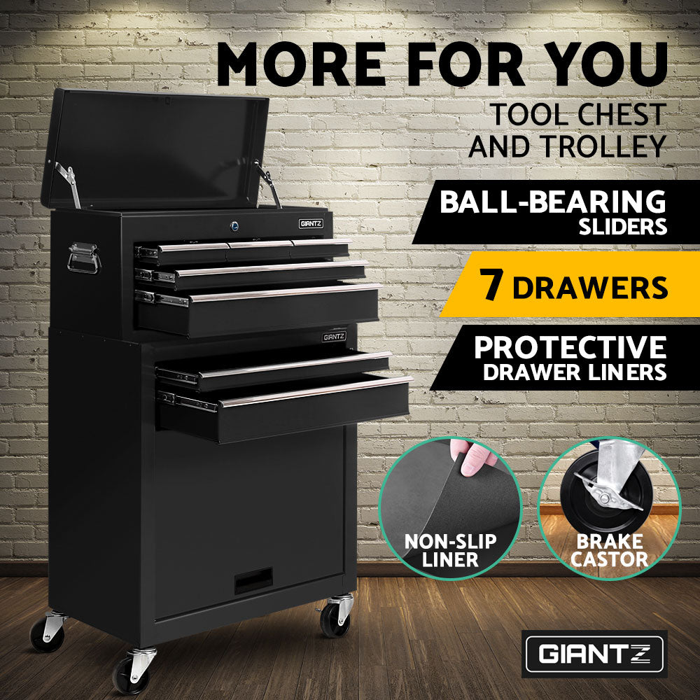 7 Drawer Tool Chest and Roller Cabinet Black - view 4