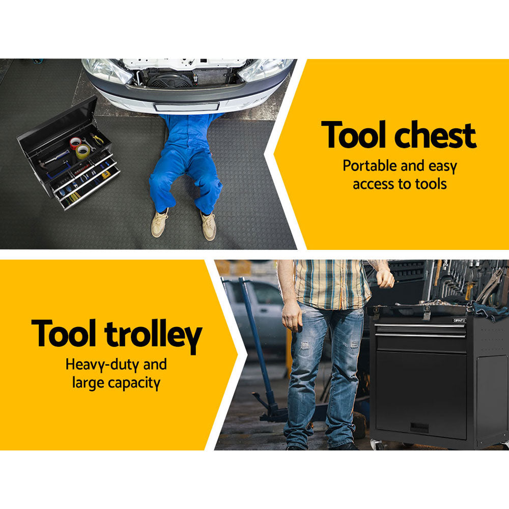 7 Drawer Tool Chest and Roller Cabinet Black - view 5