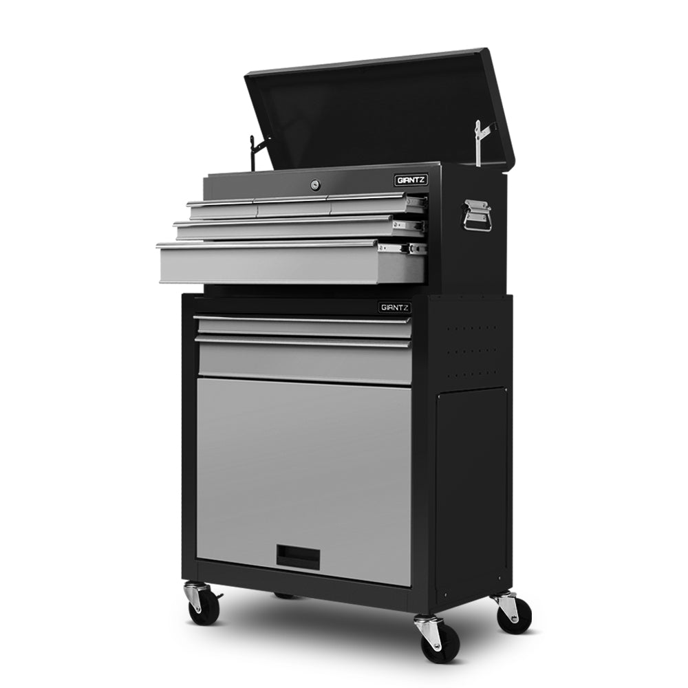 7 Drawer Tool Chest and Roller Cabinet Black and Grey - view 3