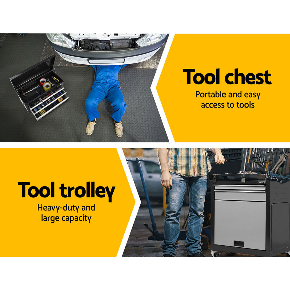 7 Drawer Tool Chest and Roller Cabinet Black and Grey - view 5