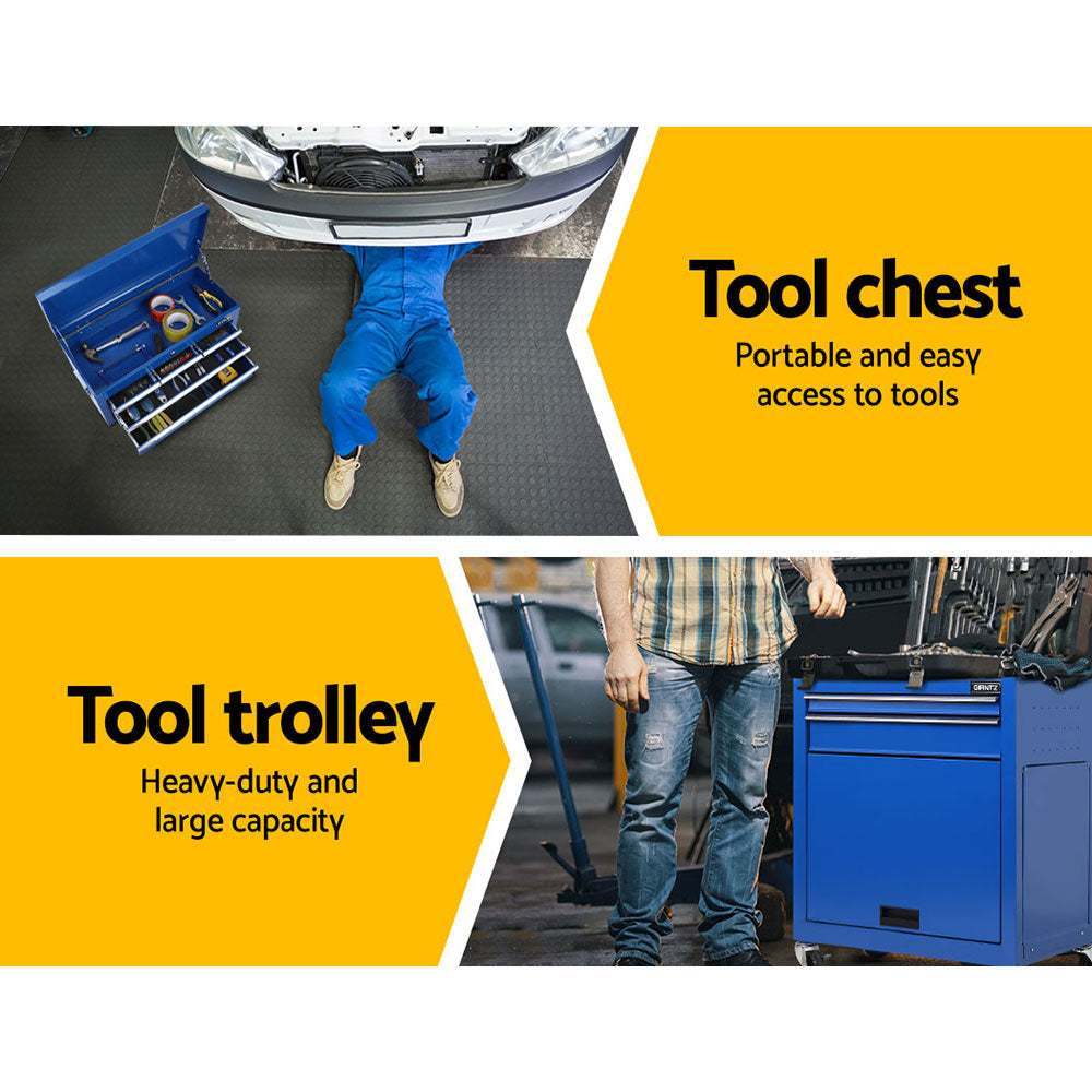 Clapham Tool Chest and Trolley, 7 Drawer, Blue