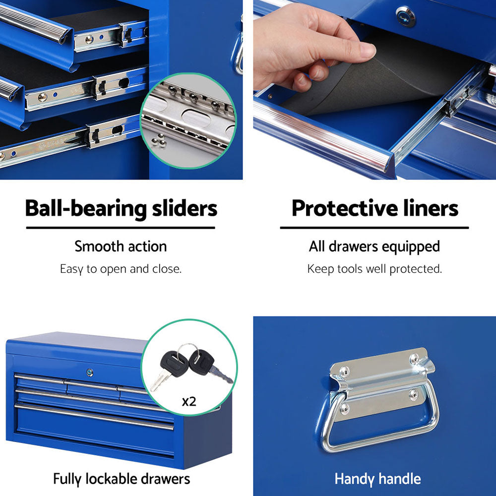 7 Drawer Tool Chest and Roller Cabinet Blue - view 7