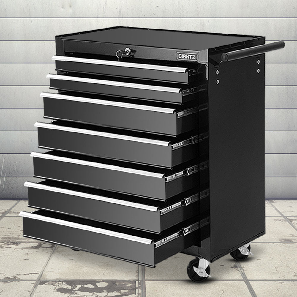 7 Drawer Rolling Tool Cabinet Trolley Black - view 1