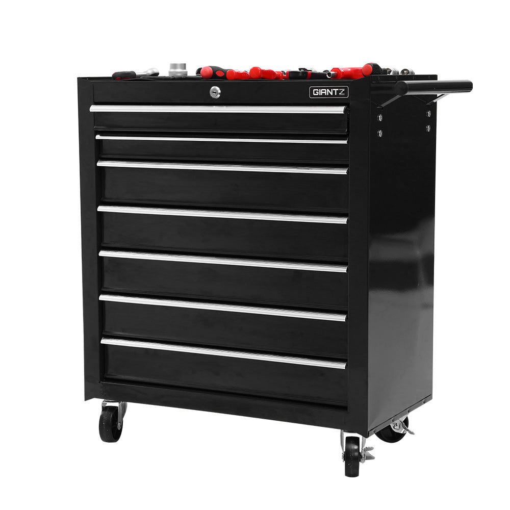 7 Drawer Rolling Tool Cabinet Trolley Black - view 3