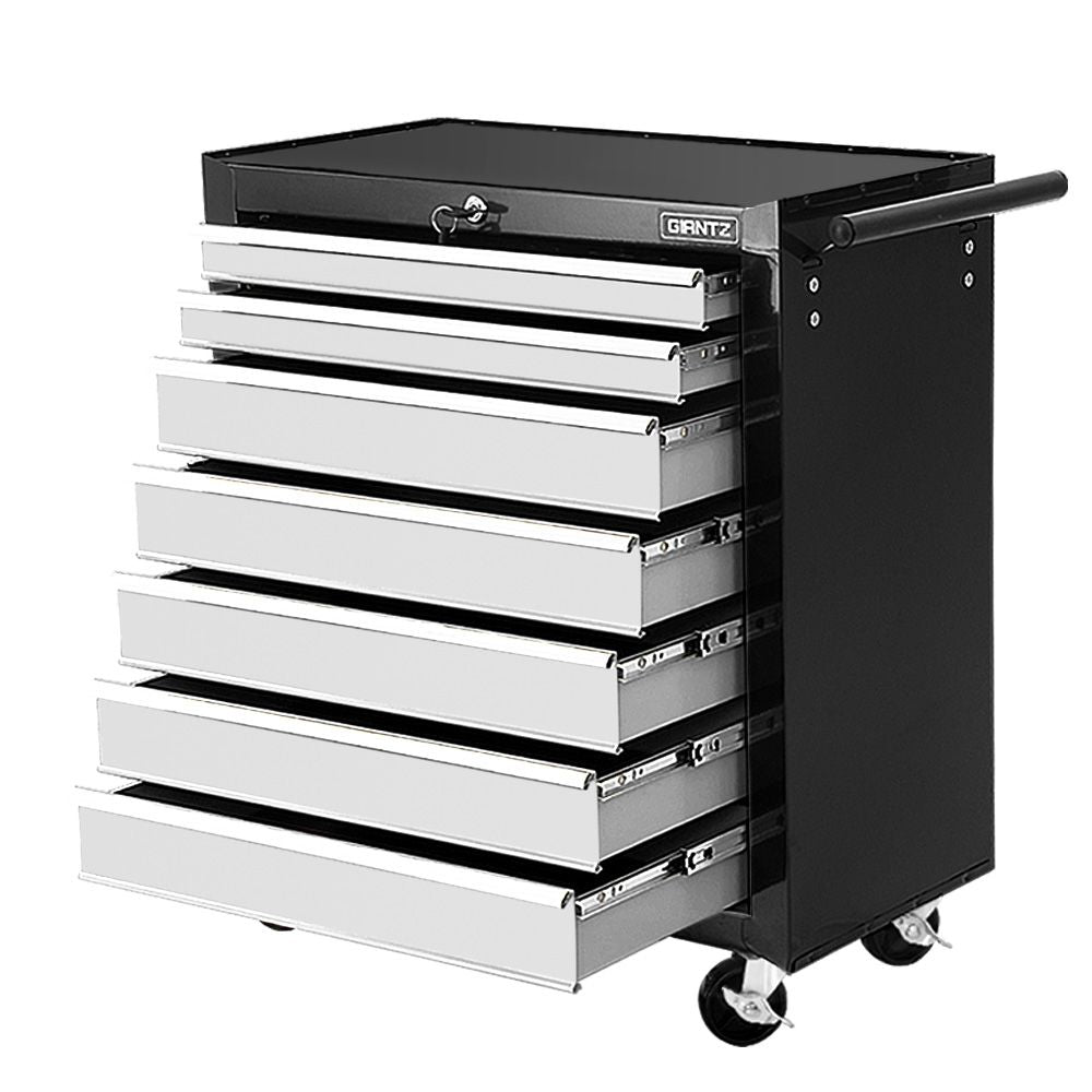 7 Drawer Rolling Tool Cabinet Trolley Black and Grey - view 8