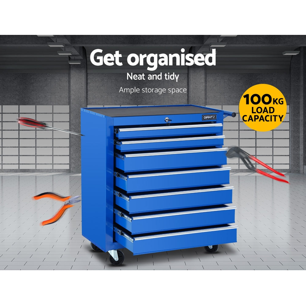 7 Drawer Roller Tool Cabinet Trolley Blue