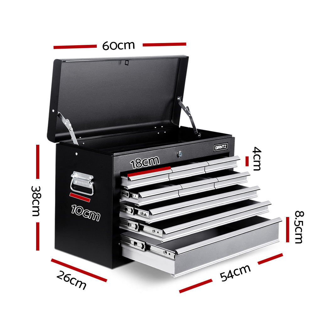 9 drawer steel tool chest cabinet in black and grey view 2