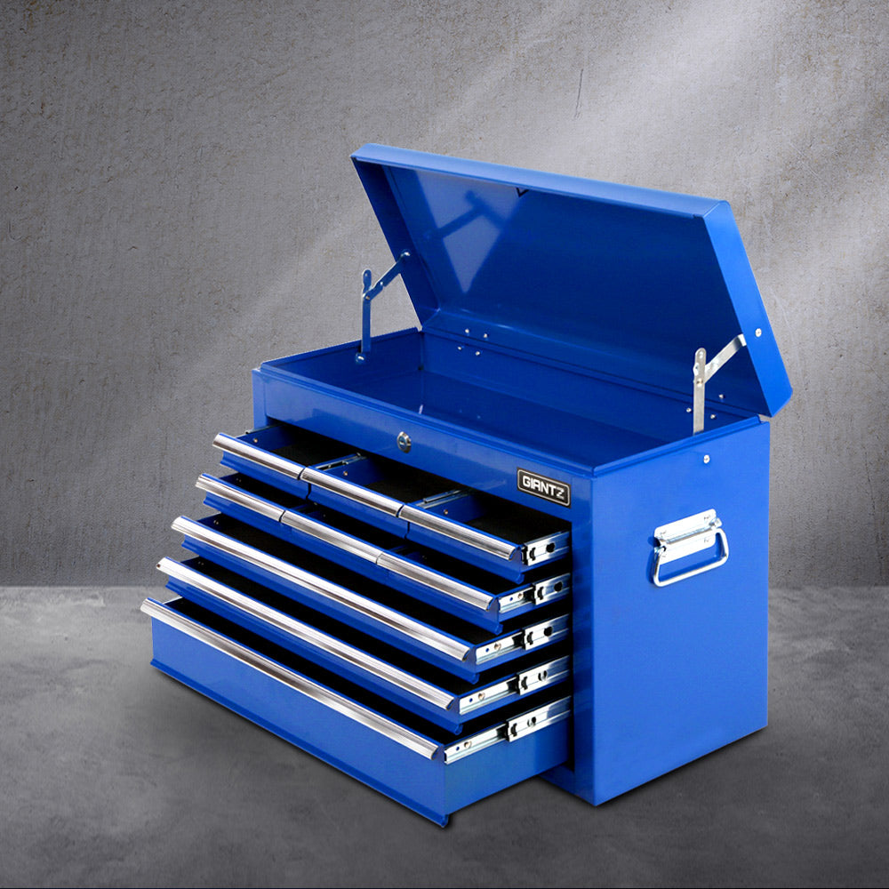9 drawer steel tool chest cabinet in blue
