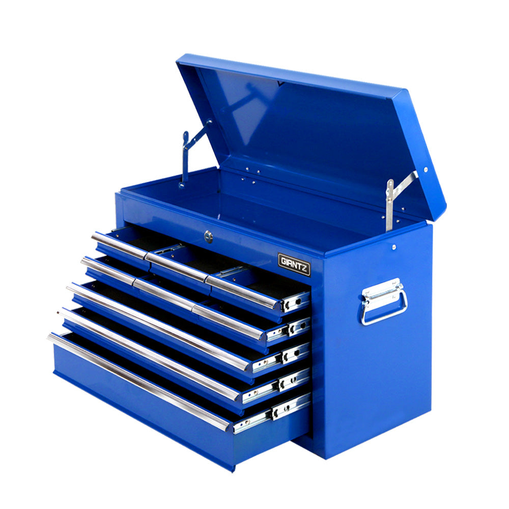 9 drawer steel tool chest cabinet in blue view 8
