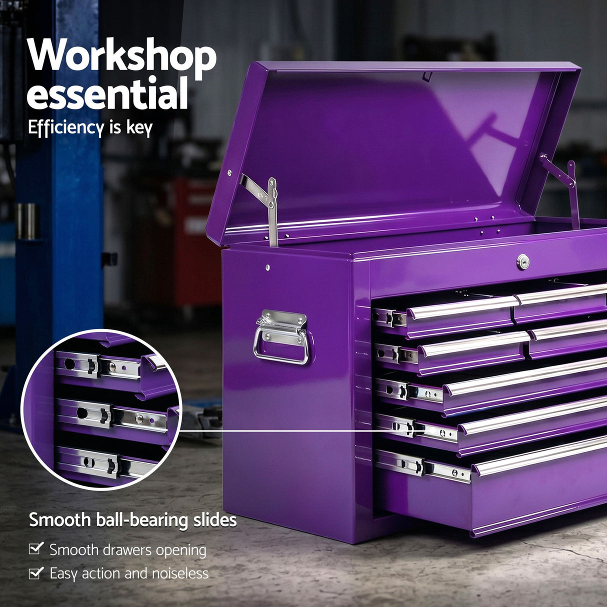 9 Drawer Tool Chest Cabinet Purple