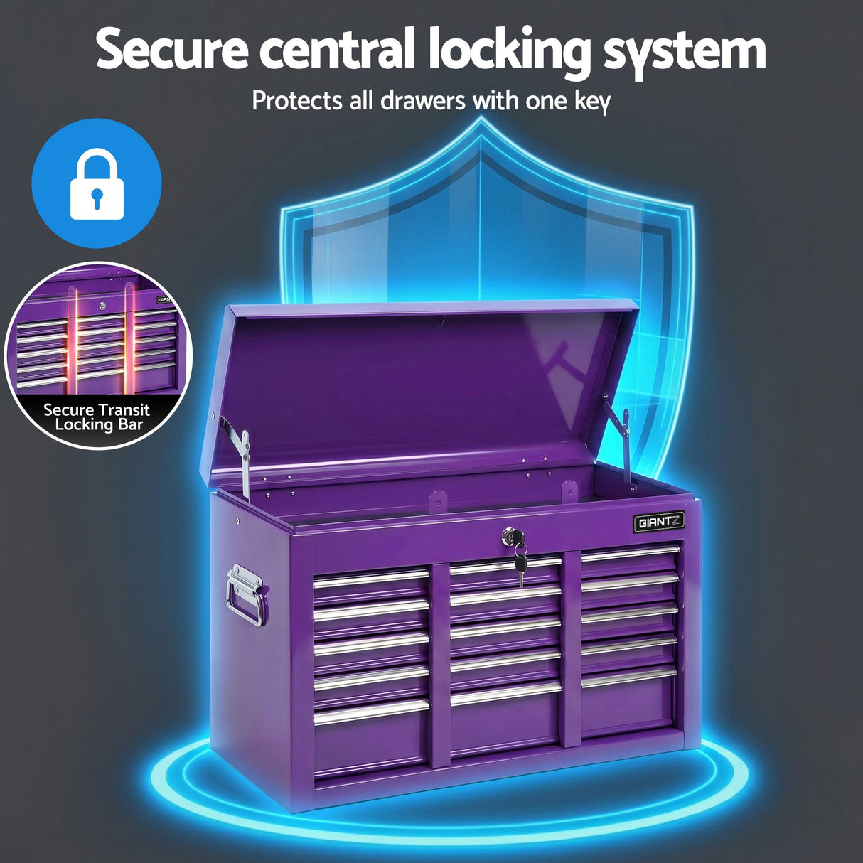 9 Drawer Tool Chest Cabinet Purple