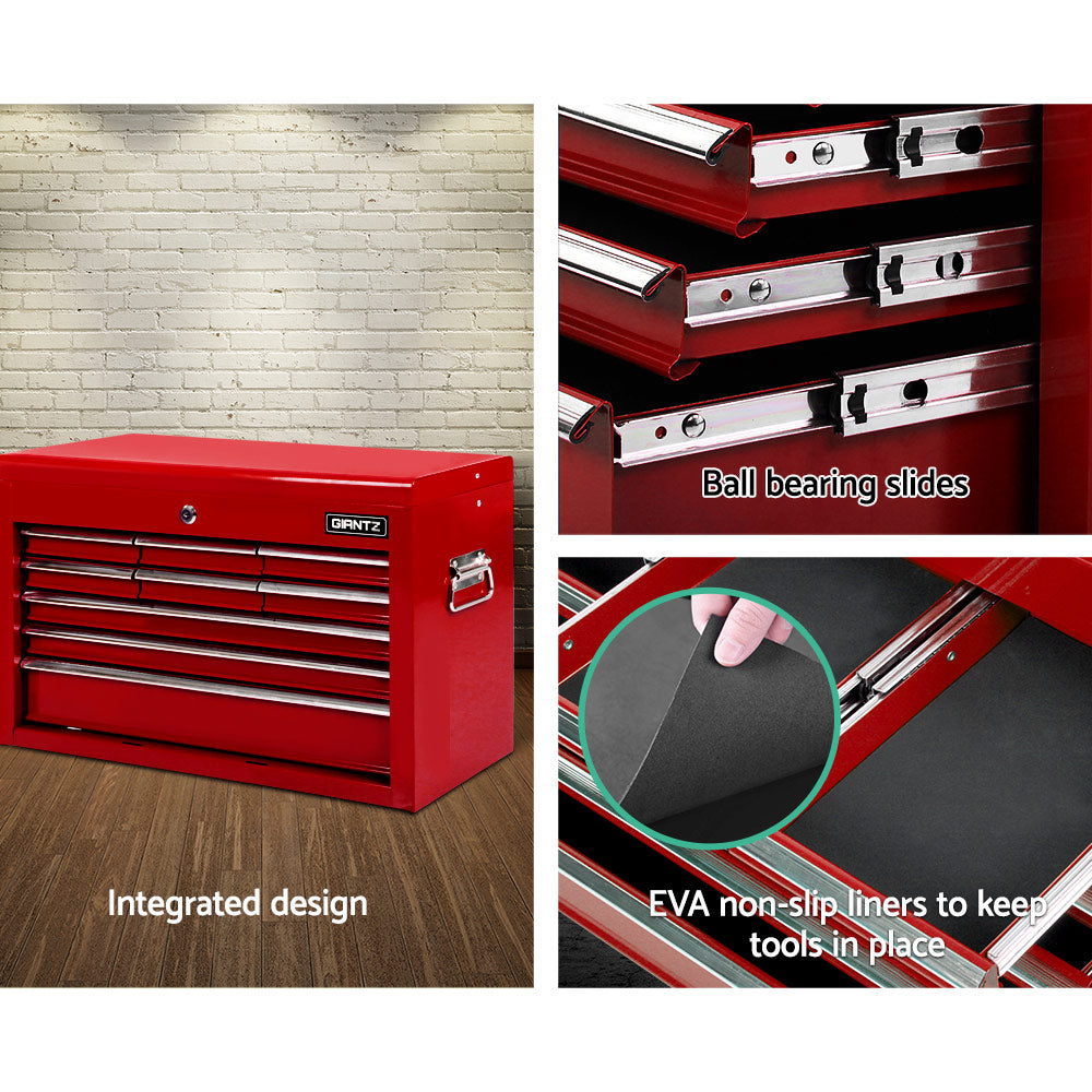9 drawer steel tool chest cabinet in red view 3