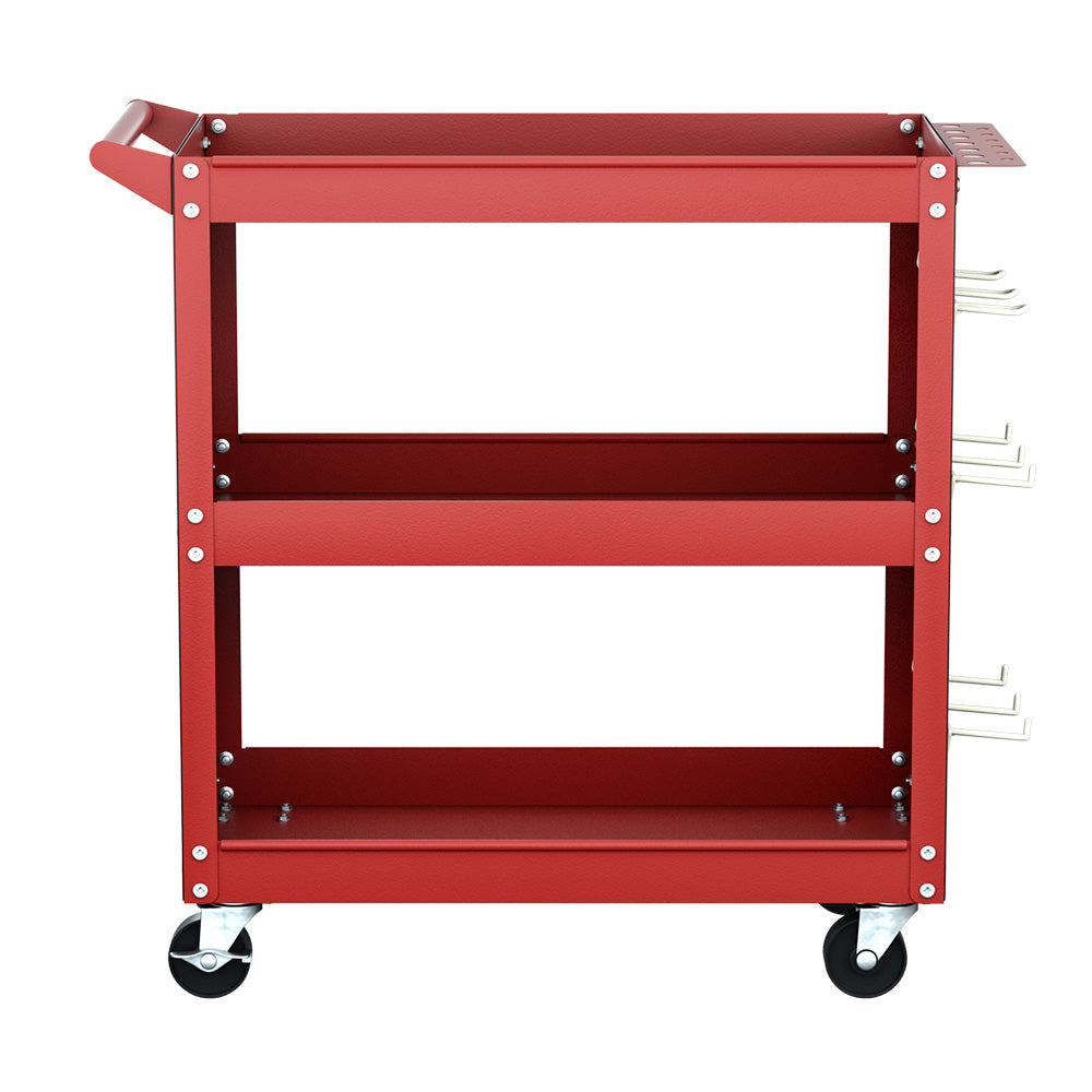 3 tier tool cart trolley with pegboard red