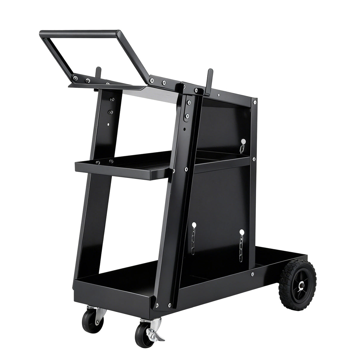 Steel welding trolley cart for MIG TIG and plasma welders black