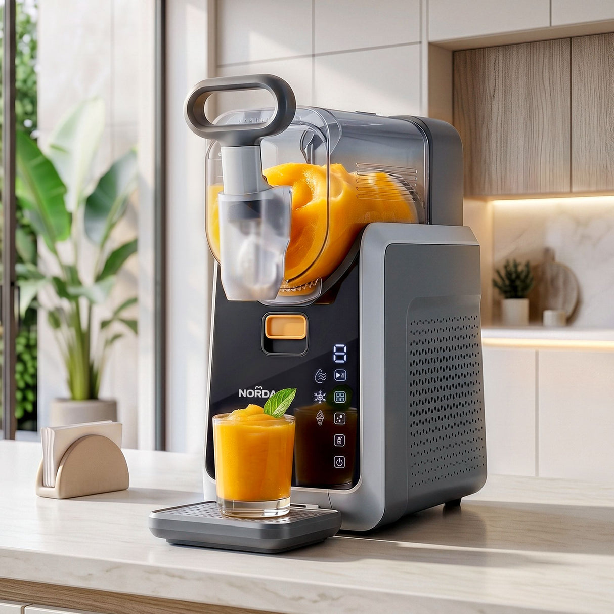Grey 2 L slushie machine with transparent tank