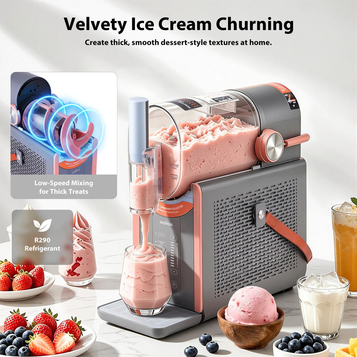 Frozen juice and milk frappe options on the machine
