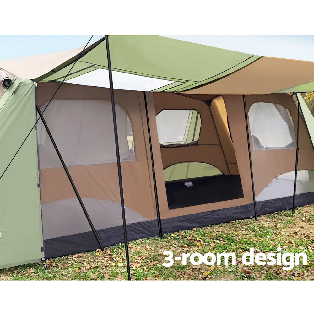 Weisshorn Instant Up Camping Tent, 10-Person, 3 Rooms, Family Hiking