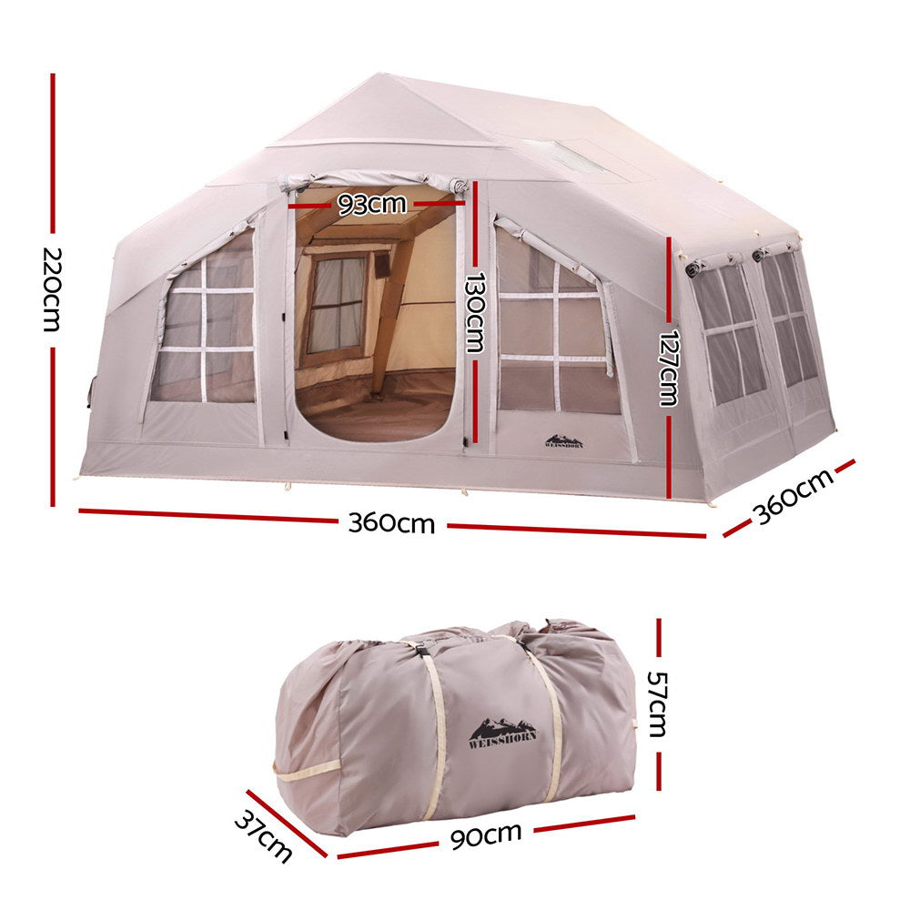 Weisshorn Inflatable Camping Tent, 6-Person, 360cm, Grey