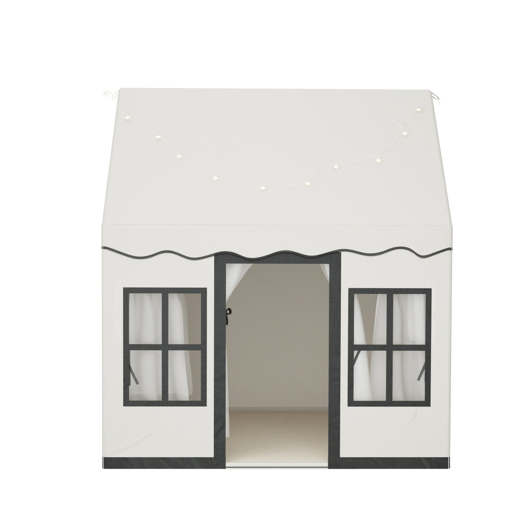 Keezi Kids Play Tent with String Lights, Floor Mat and Side Pocket, Playhouse Castle