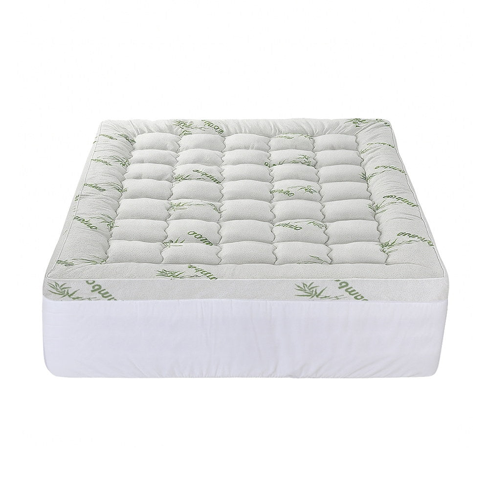 Giselle 11cm Pillowtop Bamboo Mattress Topper — 3D Wave-Check Quilted — Allure Home Collections