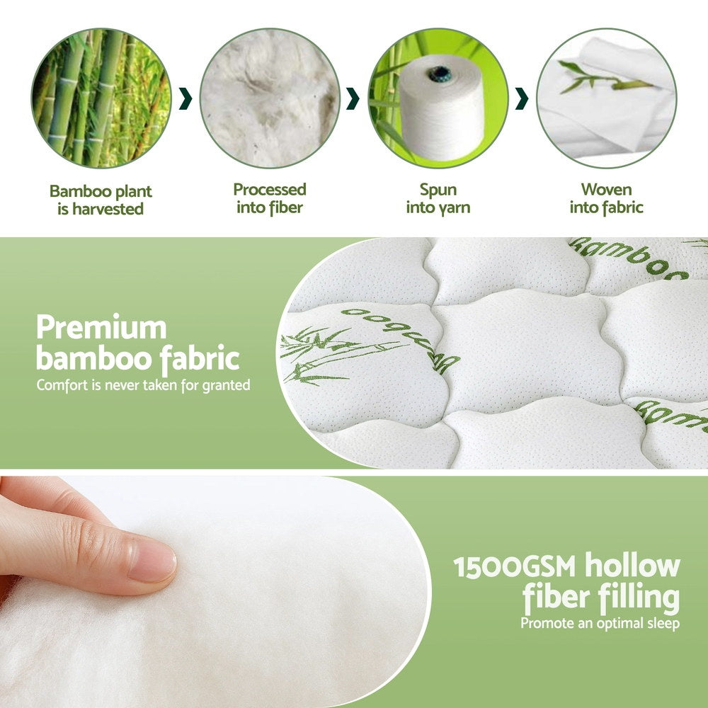 Giselle 11cm Pillowtop Bamboo Mattress Topper — 3D Wave-Check Quilted — Allure Home Collections