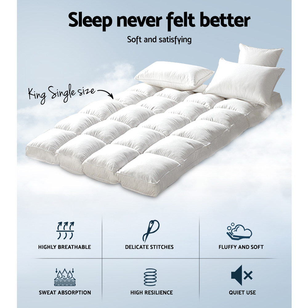Giselle Bedding 1000GSM Bamboo Pillowtop Mattress Topper — King Single — Allure Home Collections
