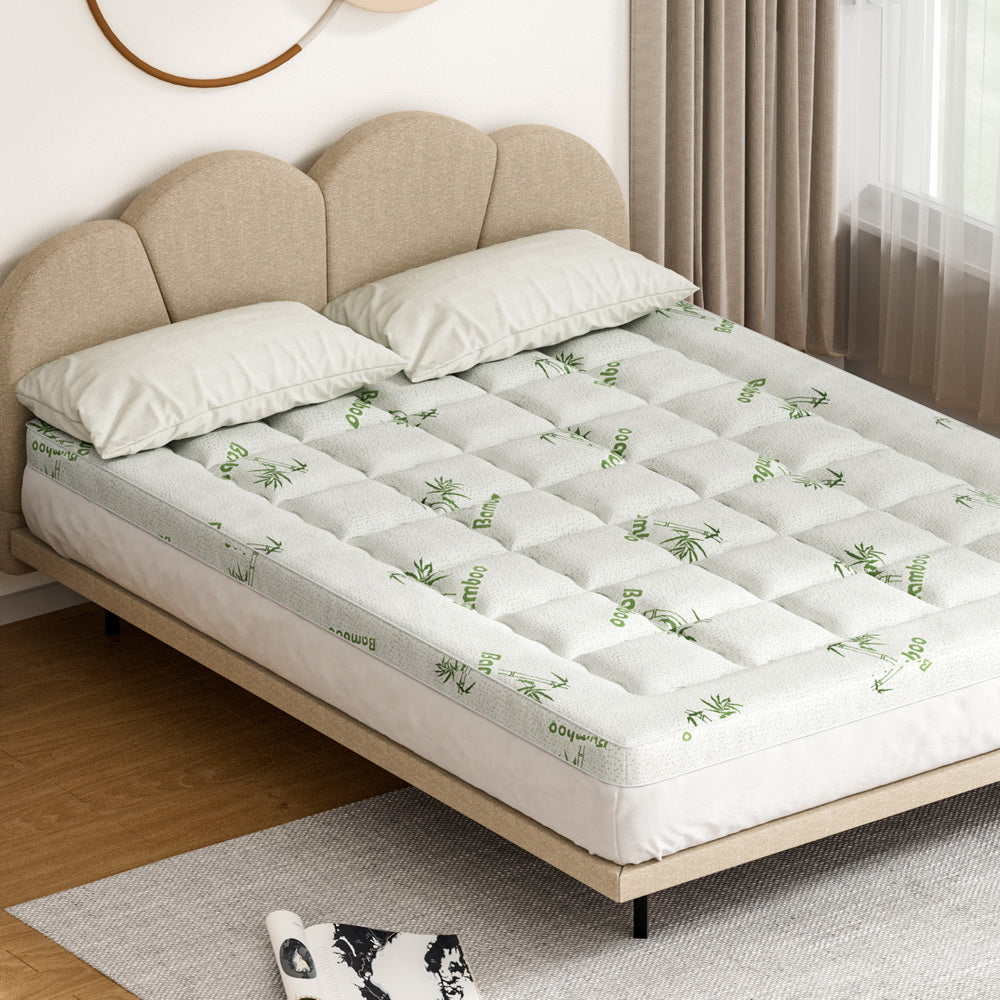 Giselle Bedding 7.5cm Bamboo Pillowtop Mattress Topper — 3D Wave Quilted, Anti-Allergy — Allure Home Collections