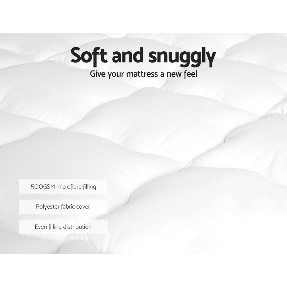 Giselle Bedding Premium Pillowtop Mattress Topper — Baffle Box, Corner Straps — Allure Home Collections