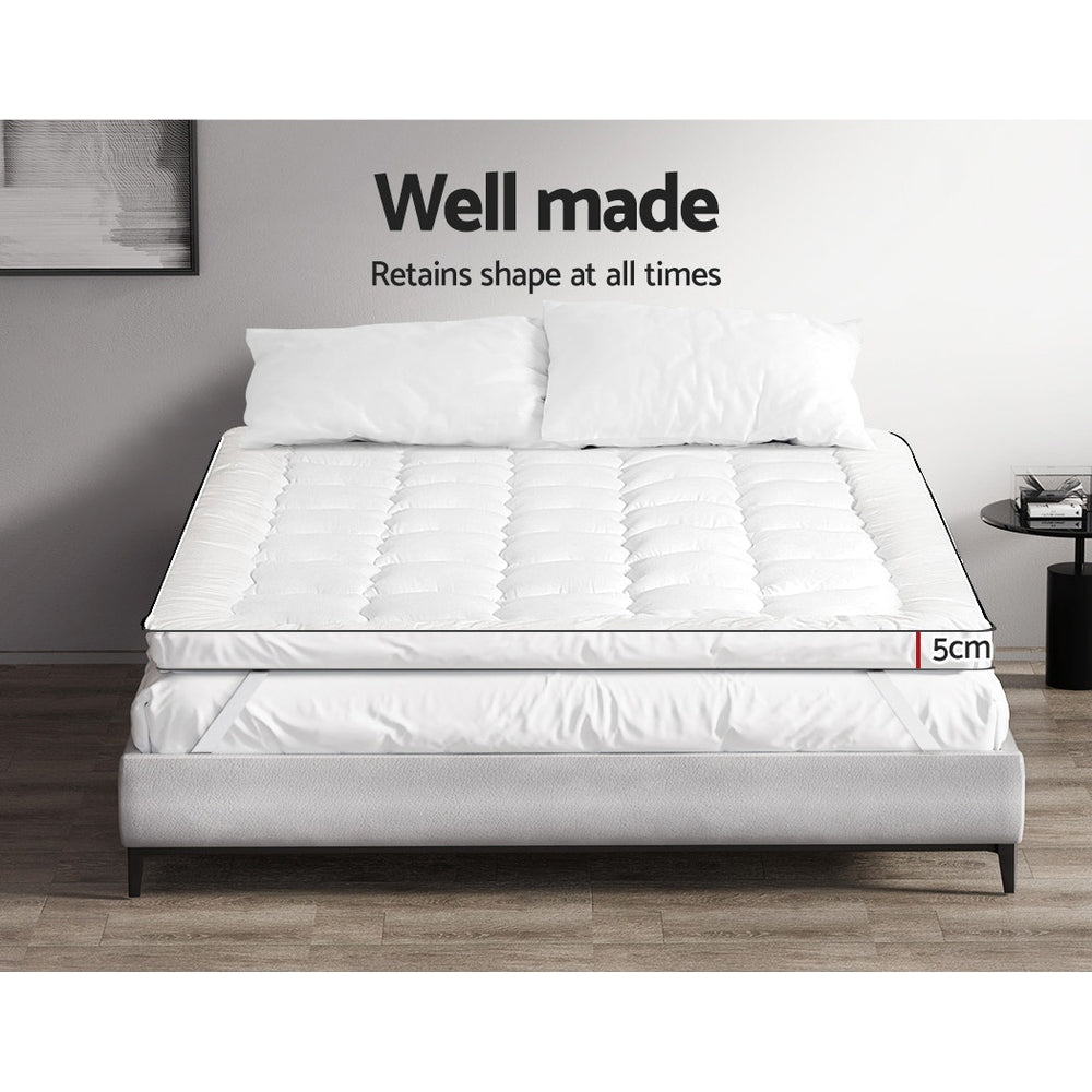 Giselle Bedding Premium Pillowtop Mattress Topper — Baffle Box, Corner Straps — Allure Home Collections